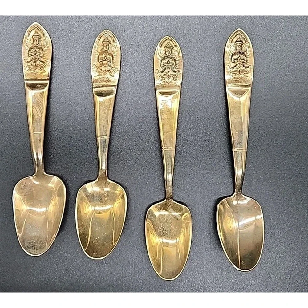 Vtg Thailapidary Buddha 19 Pcs Bronze Goddess Serving Set